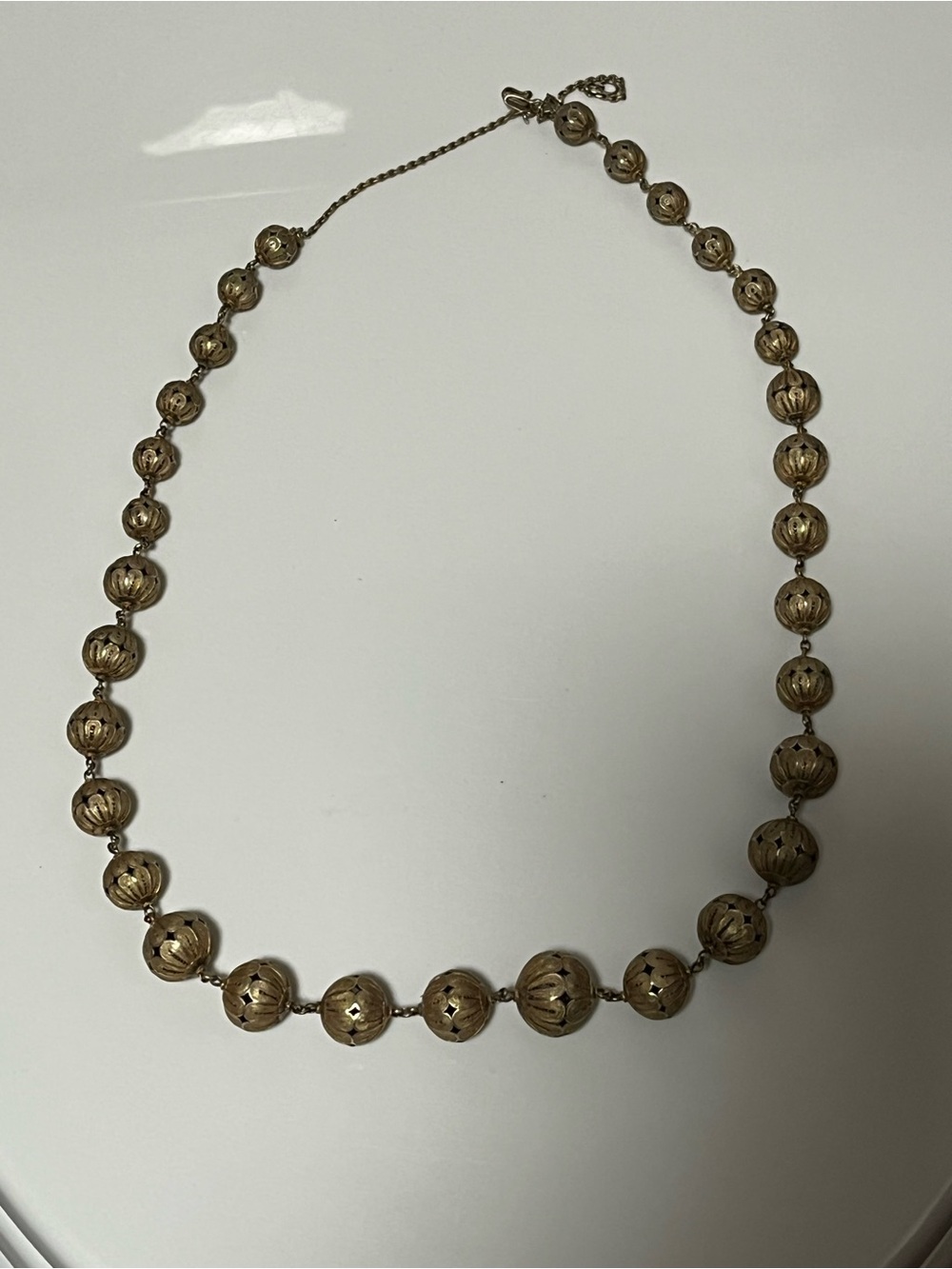 Gold Bead Statement Necklace - Elegant Women's Jewelry